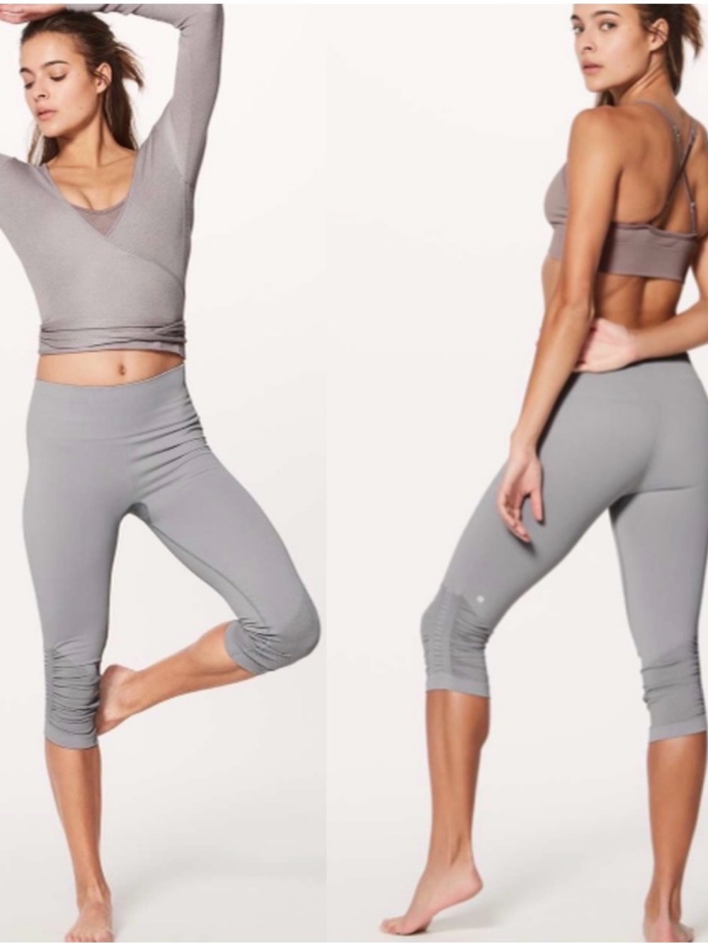 Lululemon Gray Awakening Crop Leggings Size 4